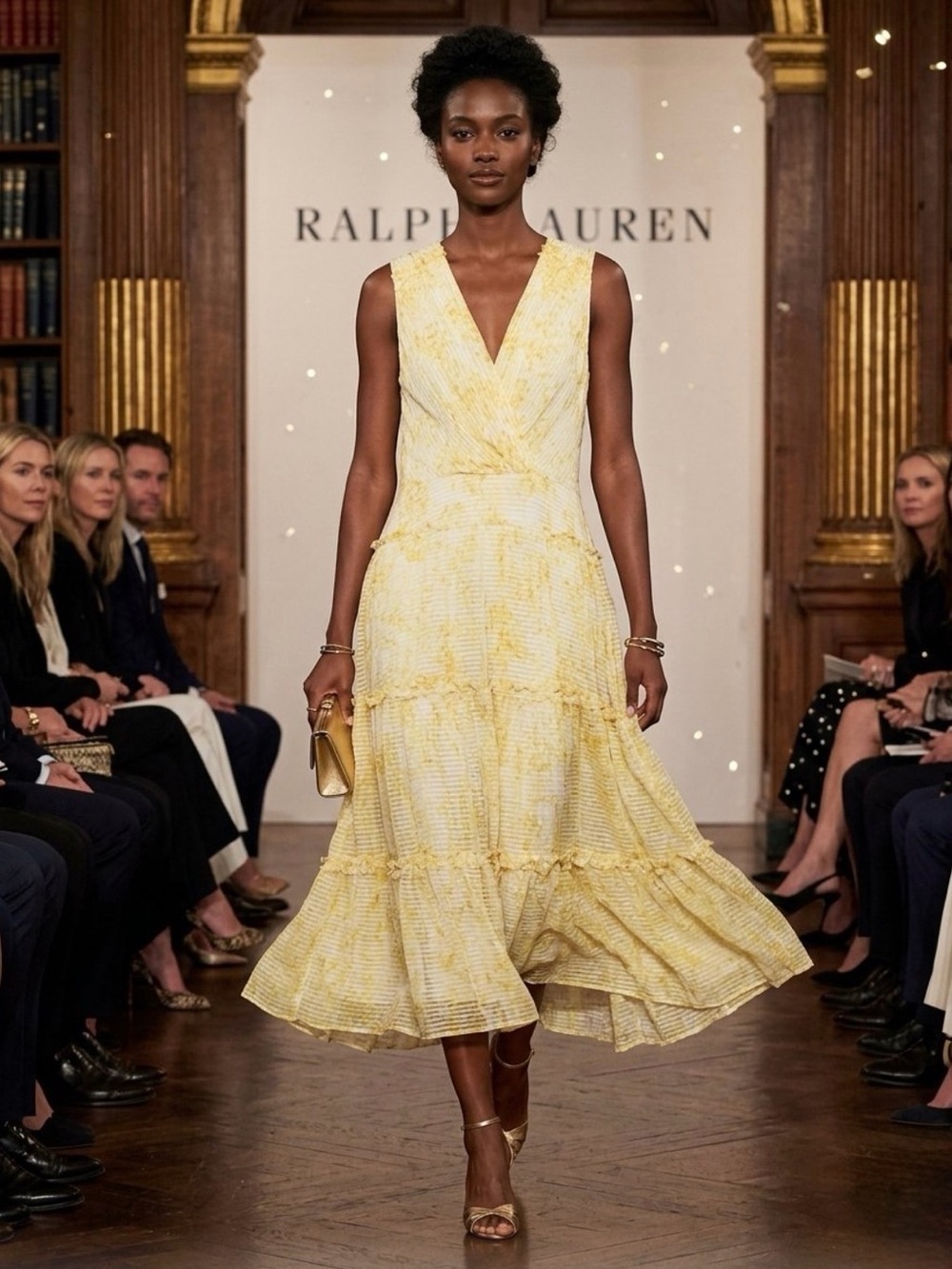 Lauren Ralph Lauren Floral Sleeveless Georgette Tiered Midi Dress Size 16